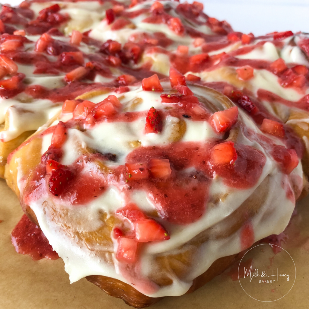 Strawberries & Cream Cinnamon Rolls