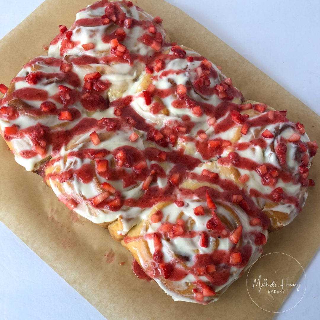 Strawberries & Cream Cinnamon Rolls