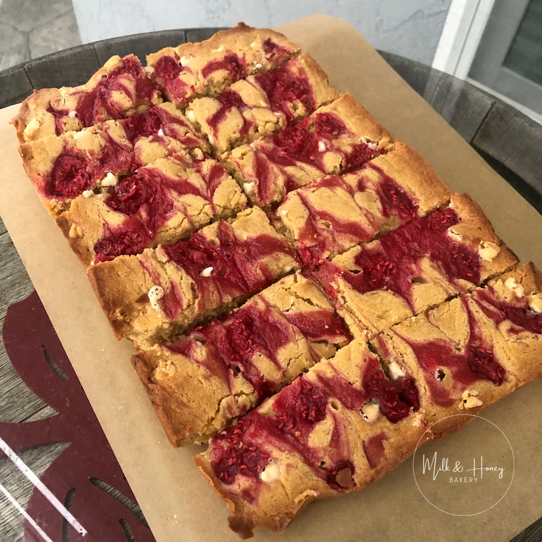 White Choc Raspberry Blondies